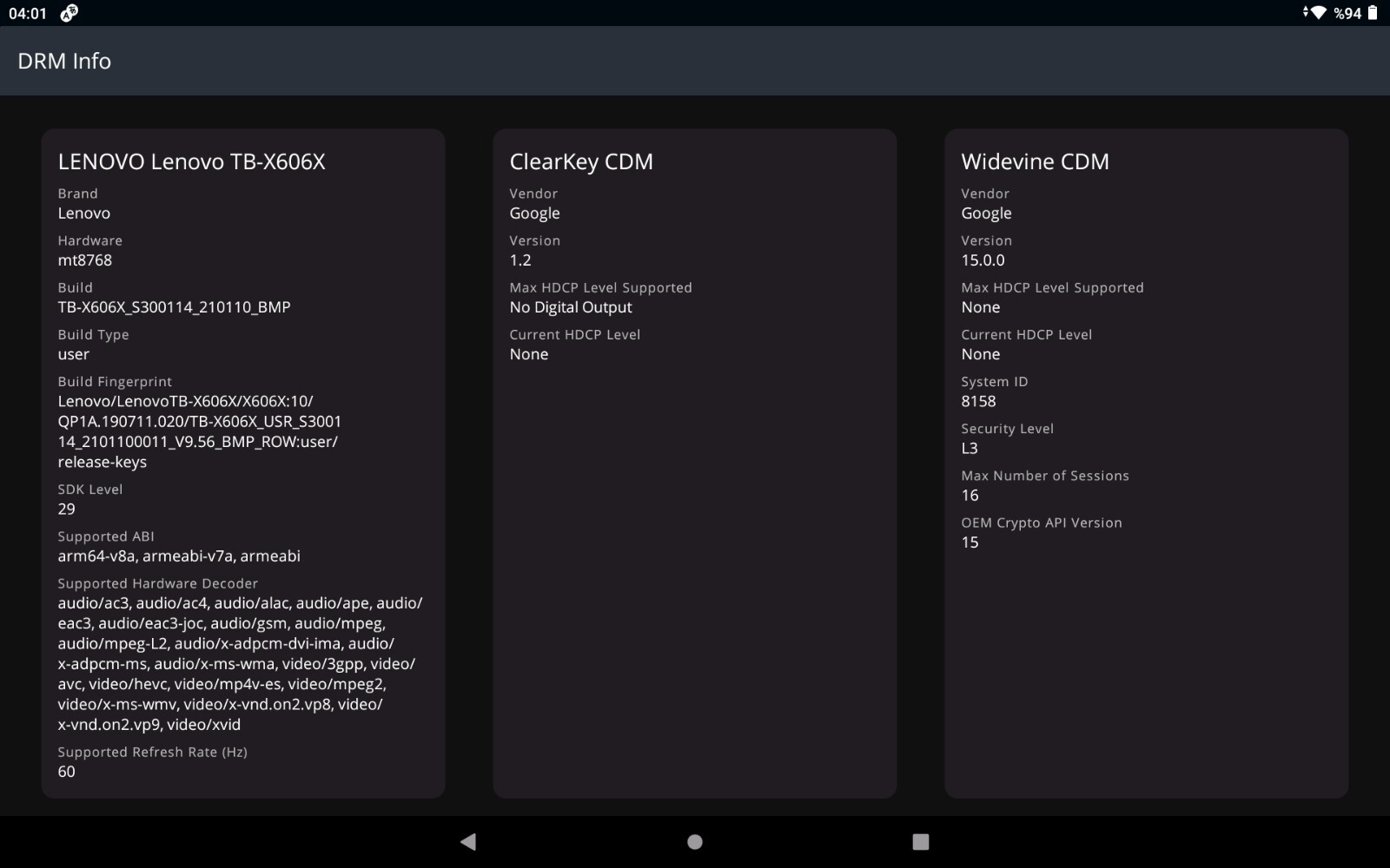 Widevine-support-Tab-M10-FHD-Plus-TB-X606X-TB-X606F - English Community -  LENOVO COMMUNITY