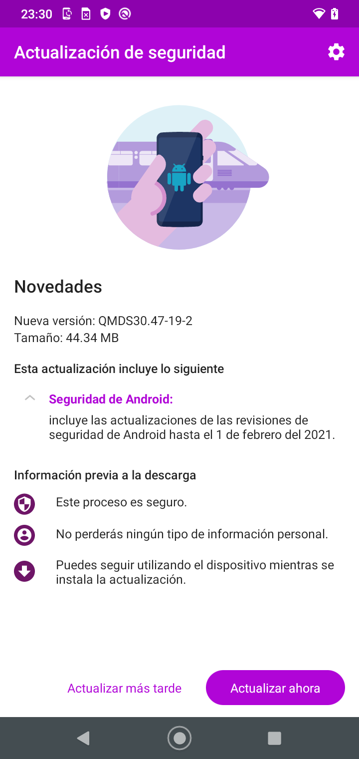 Dispositivo solicitando actualización