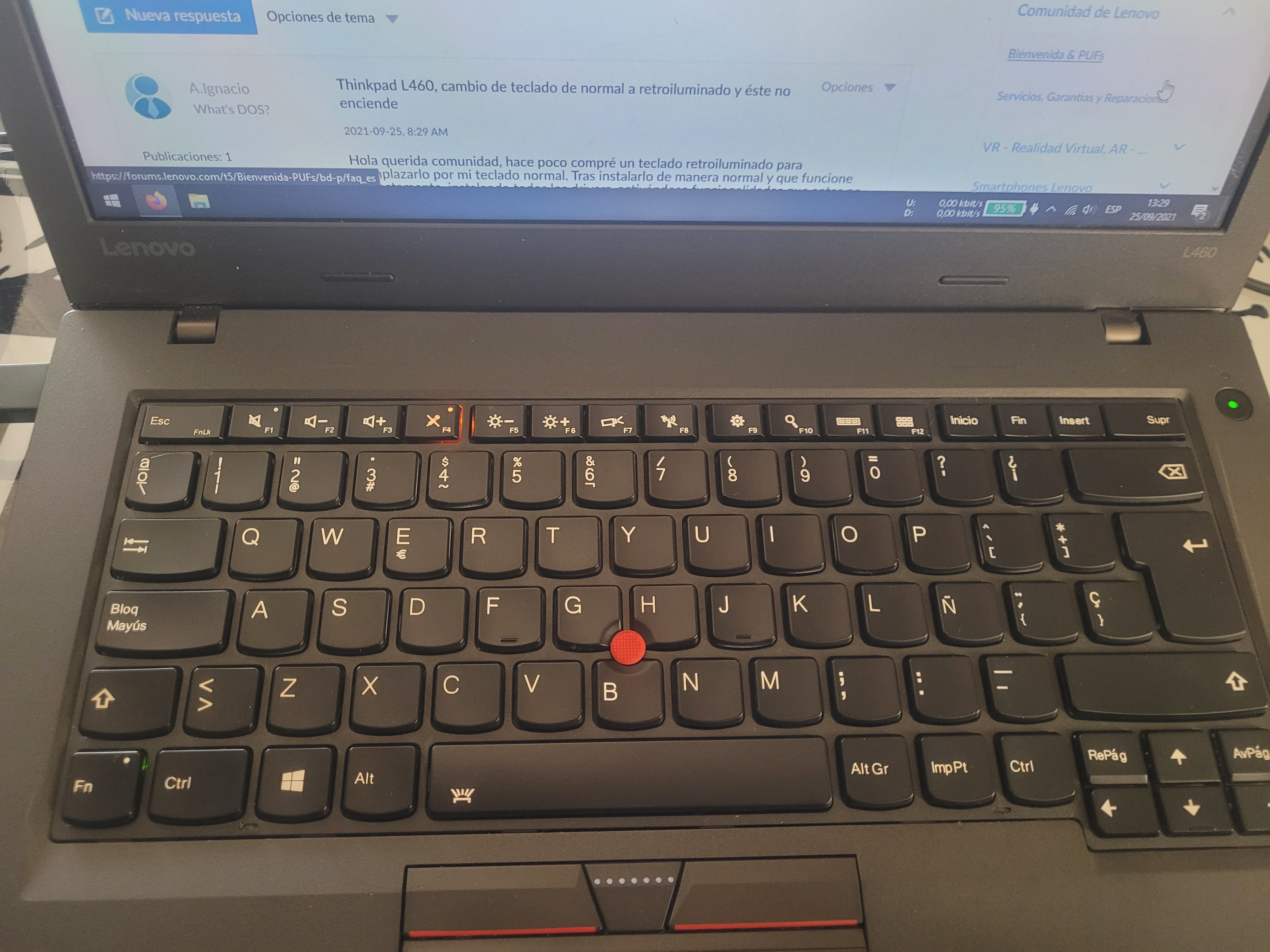 Thinkpad-L460-cambio-de-teclado-de-normal-a-retroiluminado-y-éste-no- enciende - Comunidad de Lenovo - LENOVO COMMUNITY