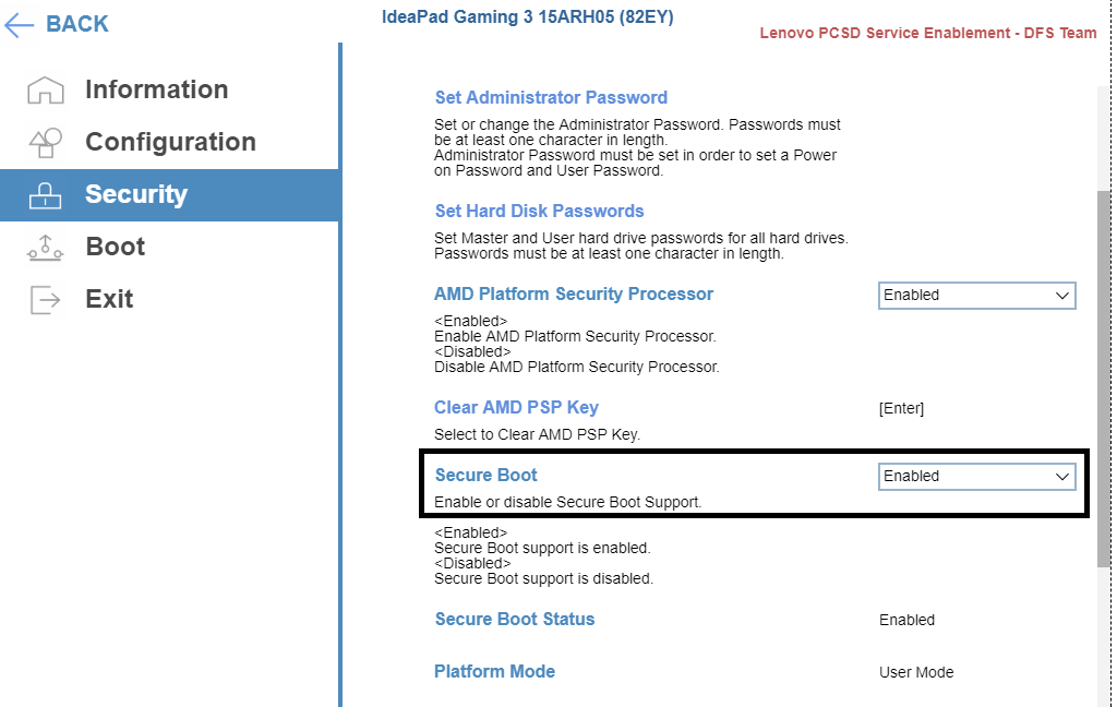 Secure boot y tpm 2 0 en lenovo ideapad gaming 3 15arh05 comunidad de