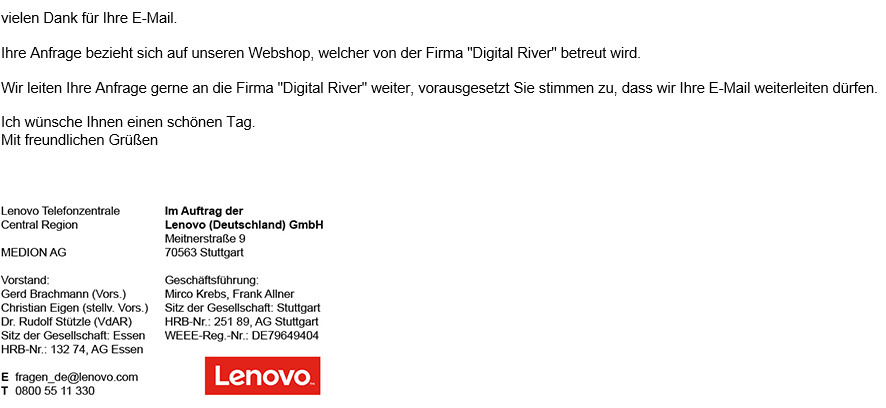 Rücksendung-Digital-River - Deutsche Community - LENOVO COMMUNITY