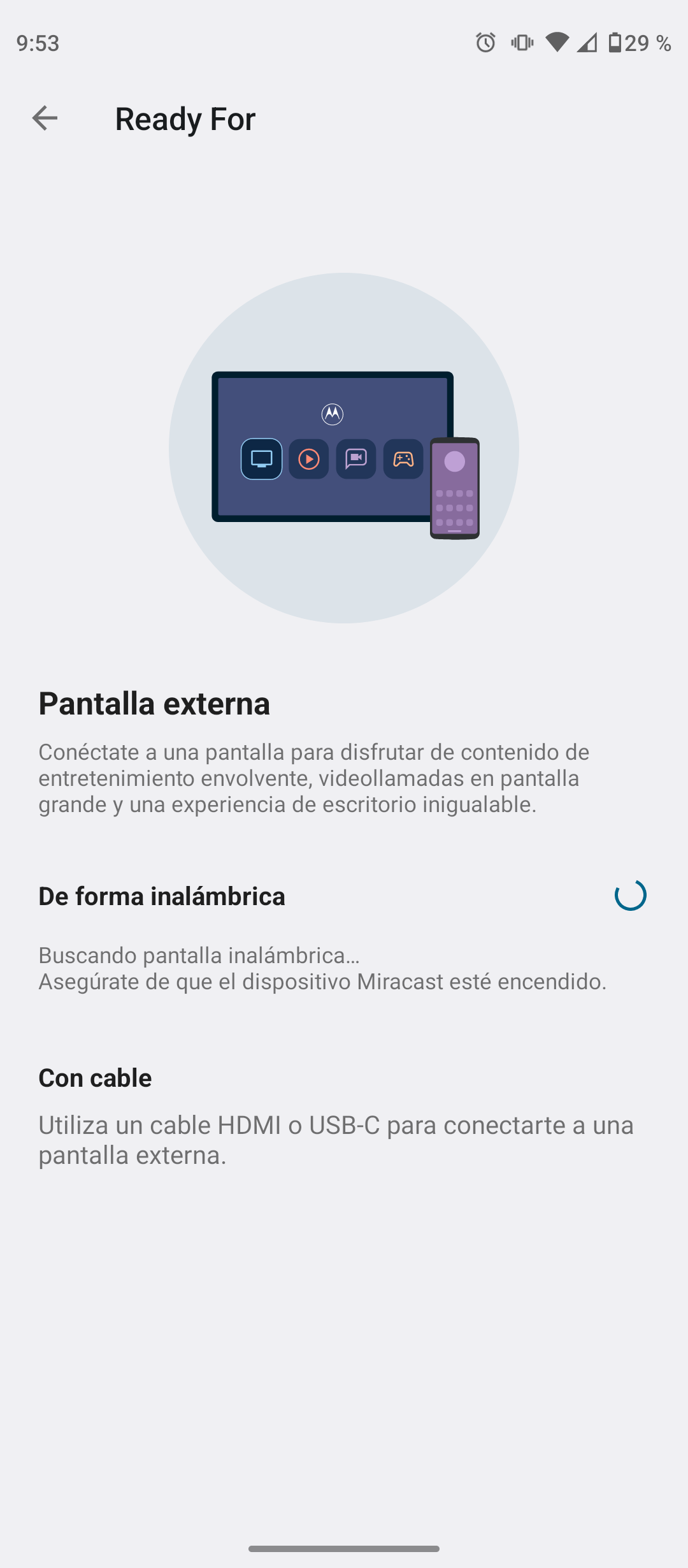 Moto G200 no conecta el ready for usando cable HDMI C original Comunidad Motorola MOTO COMMUNITY